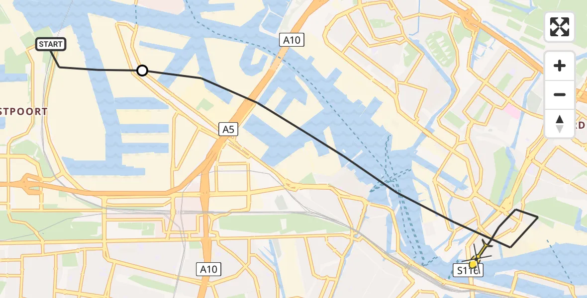 Routekaart van de vlucht: Lifeliner 1 naar Amsterdam, Kompasweg