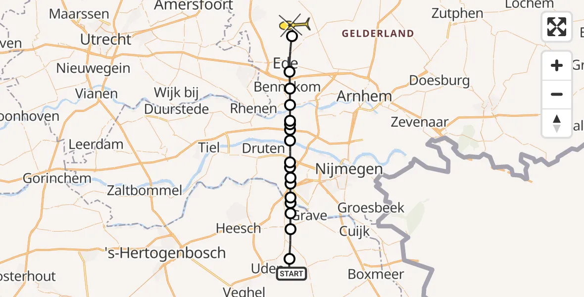 Routekaart van de vlucht: Lifeliner 3 naar Wekerom, Zeelandsedijk