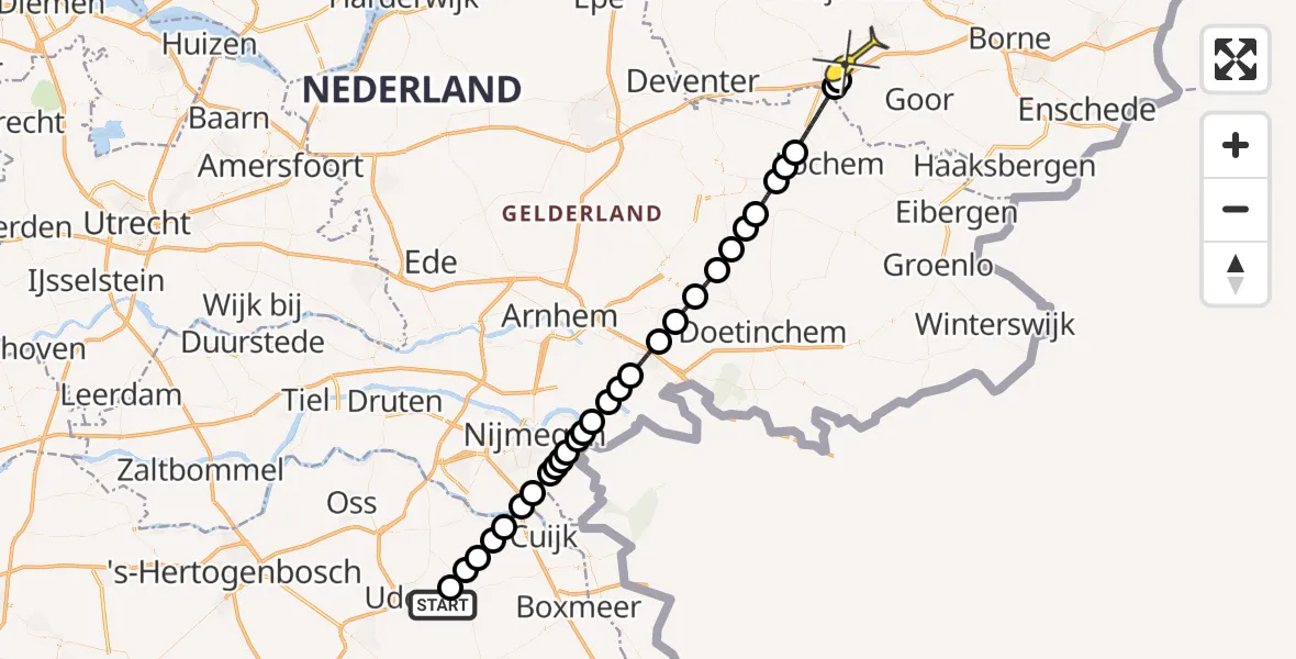 Routekaart van de vlucht: Lifeliner 3 naar Holten, Zeelandsedijk