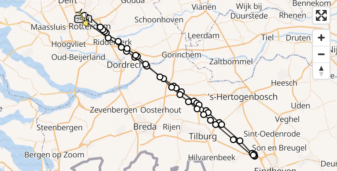 Routekaart van de vlucht: Lifeliner 2 naar Rotterdam The Hague Airport, Van der Duijn van Maasdamweg