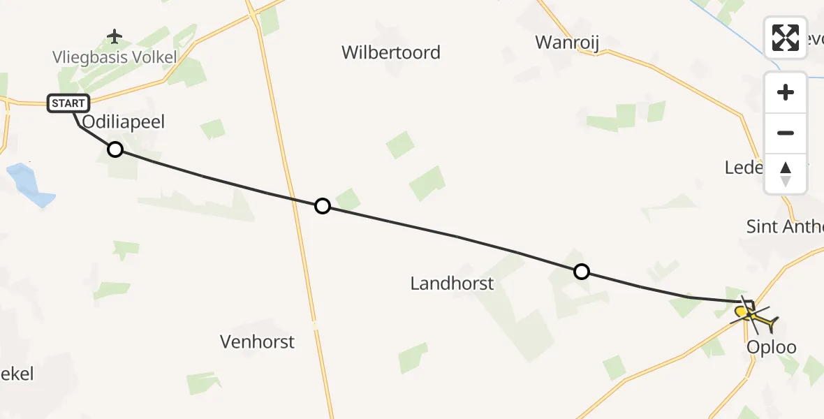 Routekaart van de vlucht: Lifeliner 3 naar Oploo, Eekhoornlaan