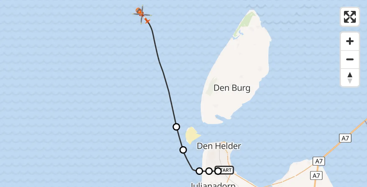 Vluchtroute Kustwachthelikopter Vliegveld De Kooy - , 22 december 2024, 09:42