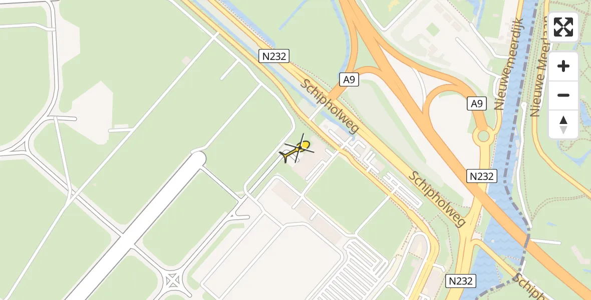 Vluchtroute Politiehelikopter van Schiphol naar Schiphol