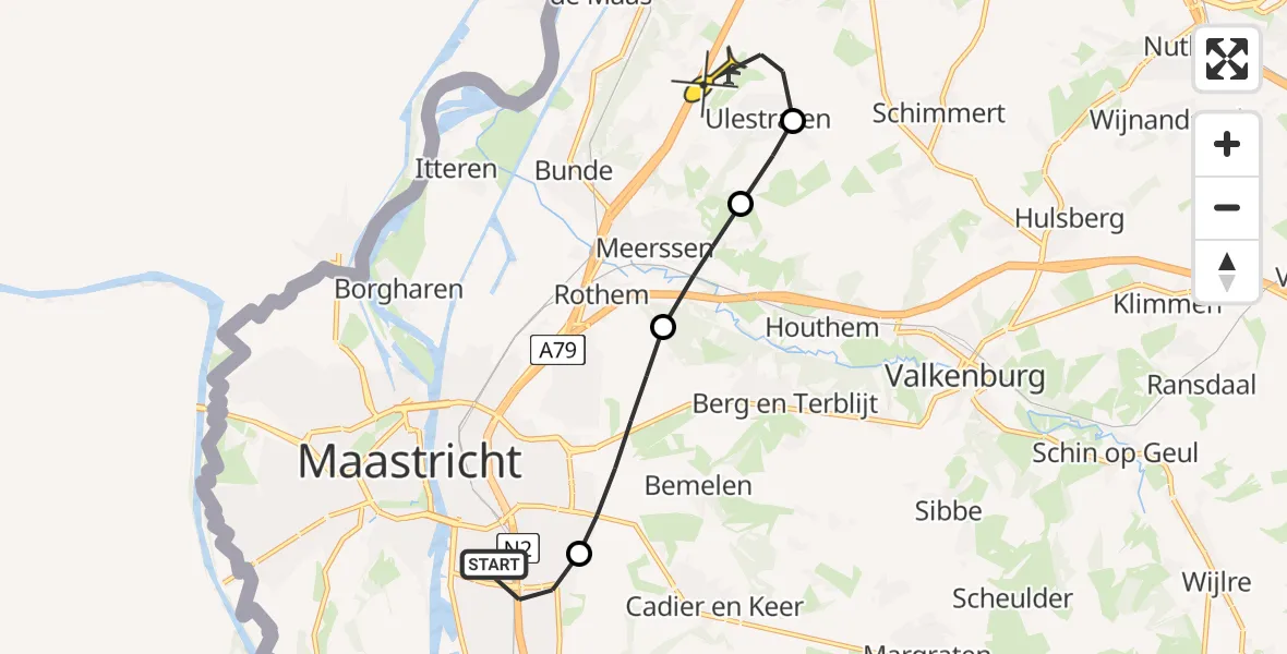 Routekaart van de vlucht: Lifeliner 3 naar Maastricht Aachen Airport, Cajersborg