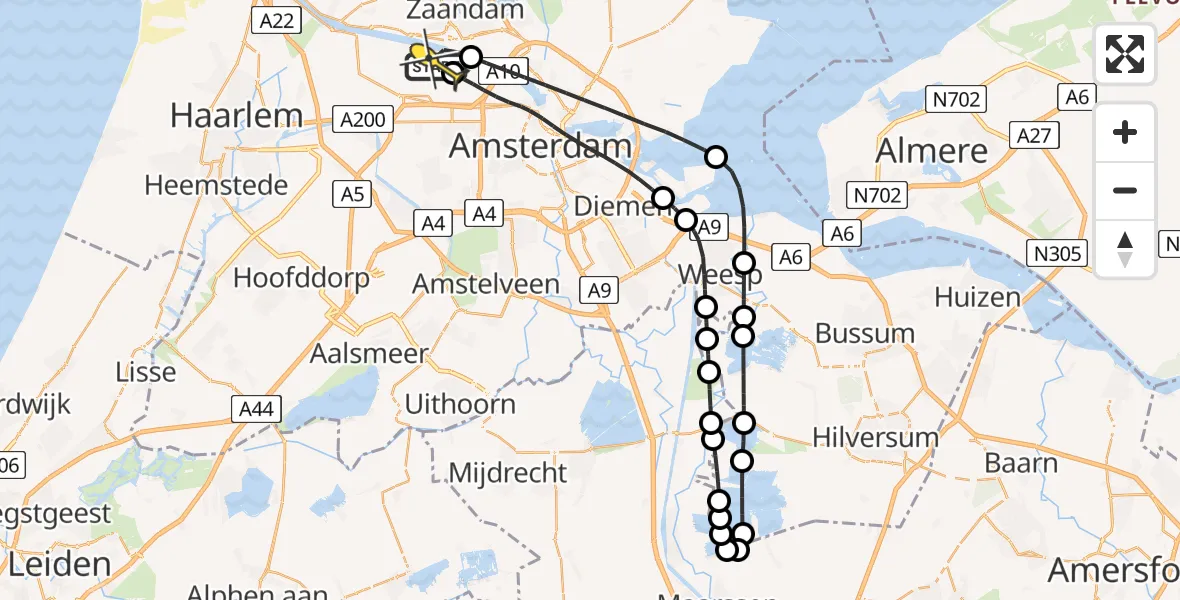 Routekaart van de vlucht: Lifeliner 1 naar Amsterdam Heliport, Hemkade