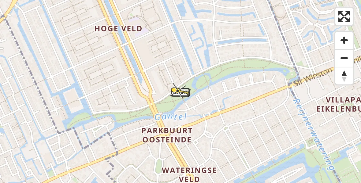 Routekaart van de vlucht: Lifeliner 2 naar Den Haag, Quitoplantsoen