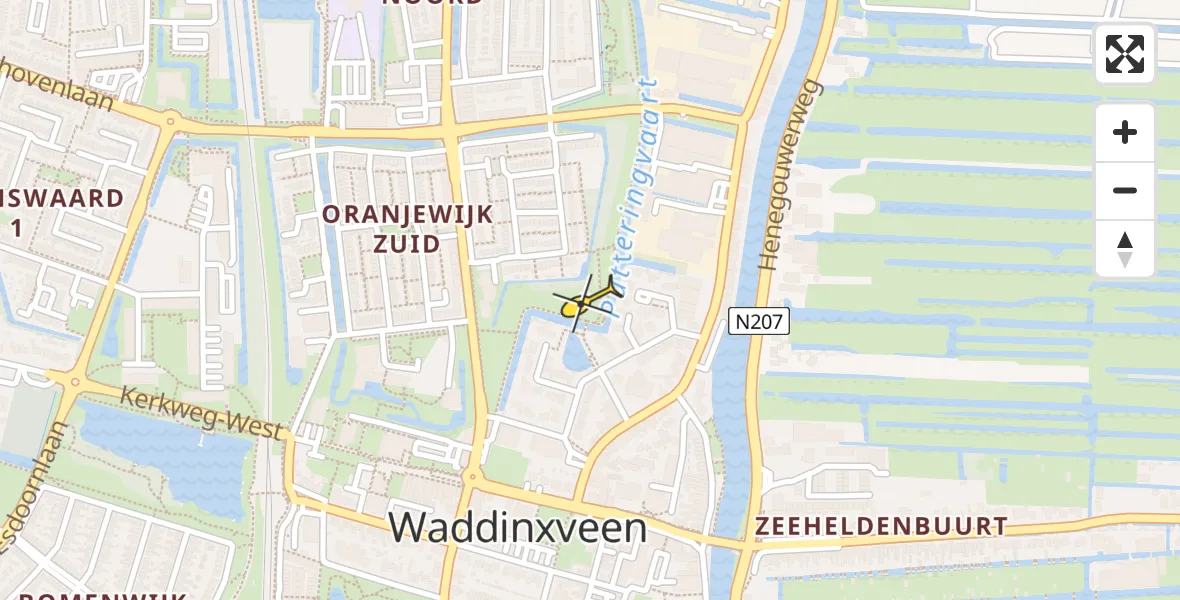 Routekaart van de vlucht: Lifeliner 2 naar Waddinxveen