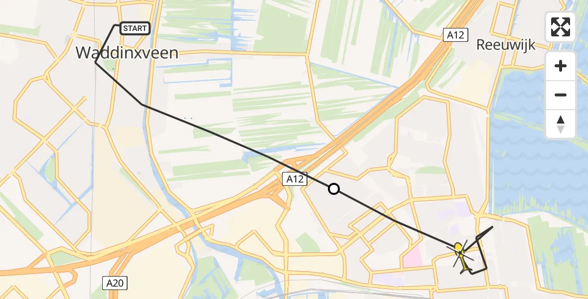 Routekaart van de vlucht: Lifeliner 2 naar Gouda, Zuidkade