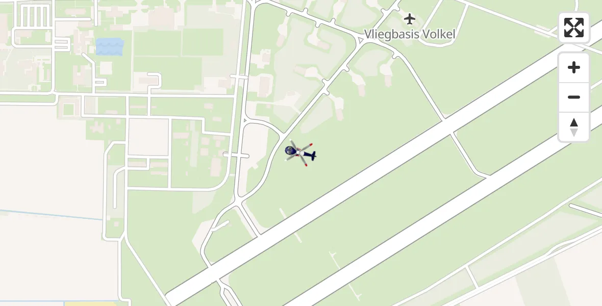 Vluchtroute Politiehelikopter van Vliegbasis Volkel naar Vliegbasis Volkel