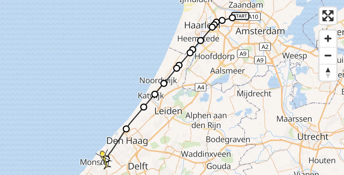 Routekaart van de vlucht: Lifeliner 1 naar Poeldijk, Hornweg