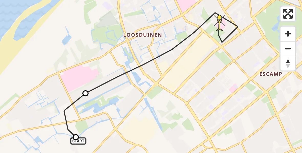 Routekaart van de vlucht: Lifeliner 1 naar Den Haag, Casembrootlaan