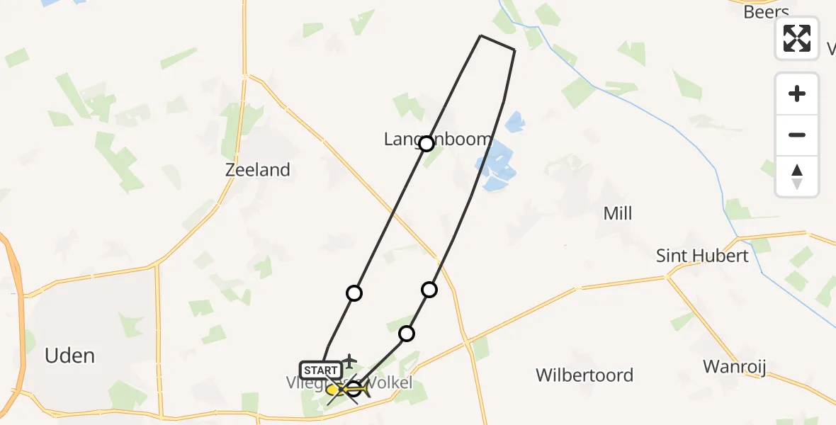 Routekaart van de vlucht: Lifeliner 3 naar Vliegbasis Volkel, Zeelandsedijk