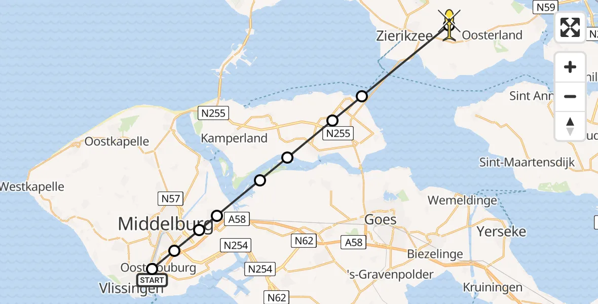 Routekaart van de vlucht: Lifeliner 2 naar Nieuwerkerk, Dongestraat