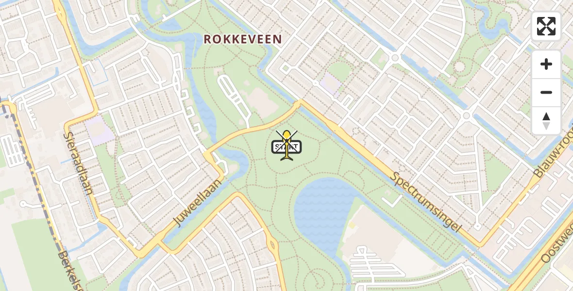 Routekaart van de vlucht: Lifeliner 2 naar Zoetermeer, Burgemeester Hoekstrapark