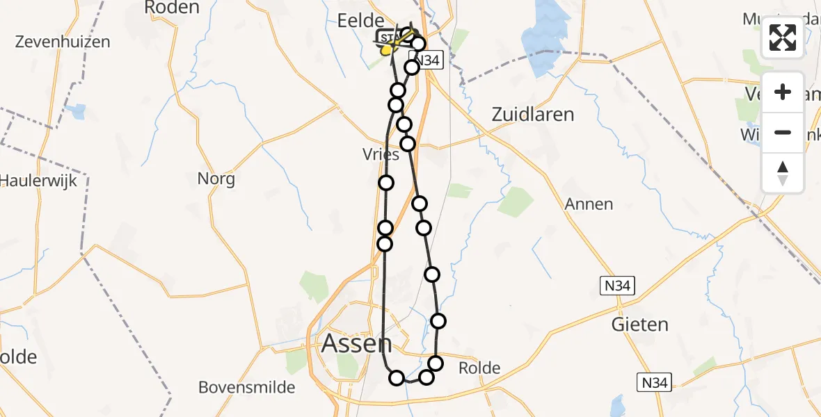 Routekaart van de vlucht: Lifeliner 4 naar Groningen Airport Eelde, Breukenweg