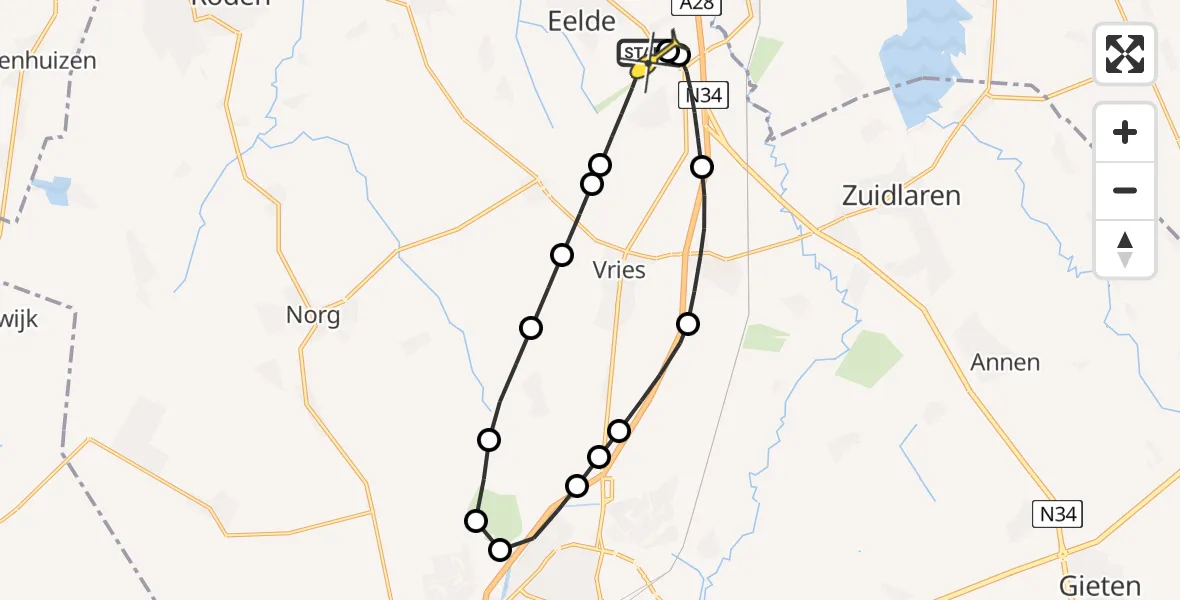 Routekaart van de vlucht: Lifeliner 4 naar Groningen Airport Eelde, Vissersweg