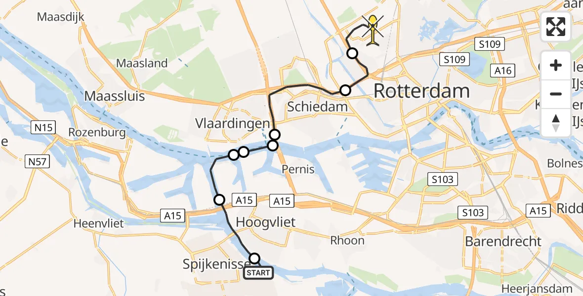 Routekaart van de vlucht: Lifeliner 2 naar Rotterdam The Hague Airport, Malpensabaan