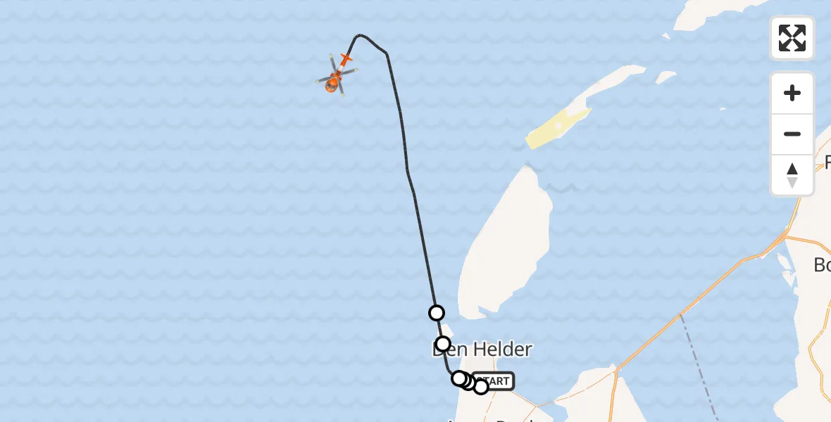 Vluchtroute Kustwachthelikopter Vliegveld De Kooy - , 24 december 2024, 09:09