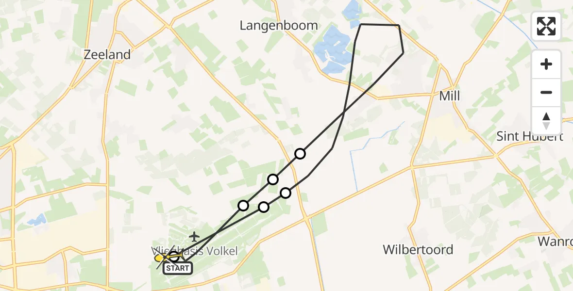 Routekaart van de vlucht: Lifeliner 3 naar Vliegbasis Volkel, Zeelandsedijk