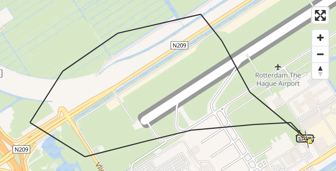 Routekaart van de vlucht: Lifeliner 2 naar Rotterdam The Hague Airport, Vliegveldweg