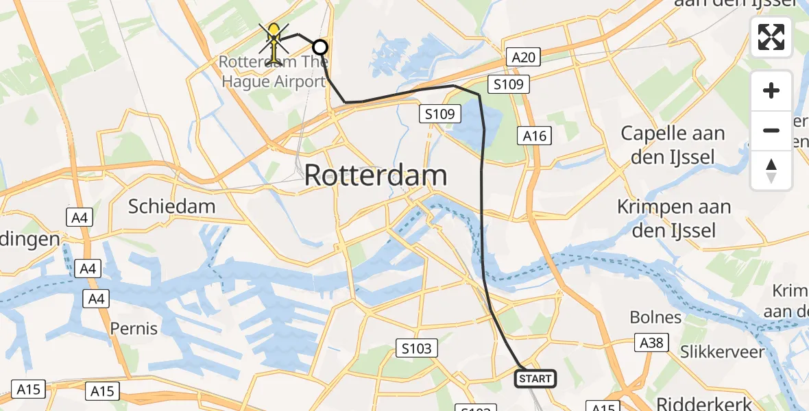 Routekaart van de vlucht: Lifeliner 2 naar Rotterdam The Hague Airport, Malpensabaan