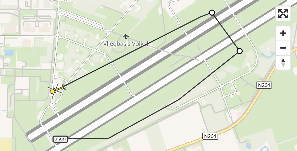 Routekaart van de vlucht: Lifeliner 3 naar Vliegbasis Volkel, Zeelandsedijk