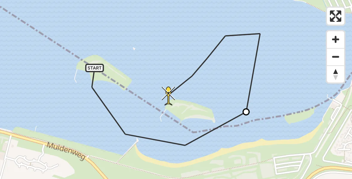 Routekaart van de vlucht: Kustwachthelikopter naar Kortgene, Sabbingeplaat