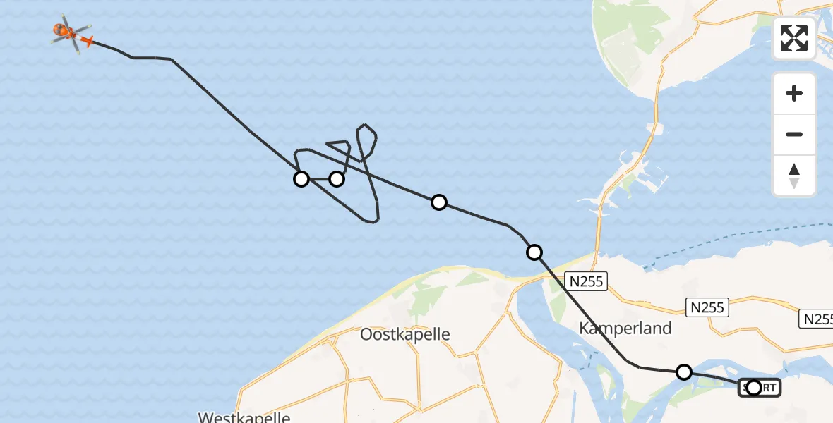 Vluchtroute Kustwachthelikopter Kortgene - , 30 december 2024, 09:24