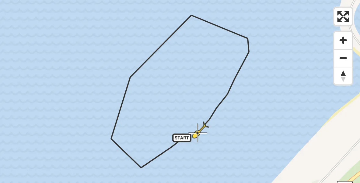 Routekaart van de vlucht: Kustwachthelikopter naar Vrouwenpolder, Naaktstrand