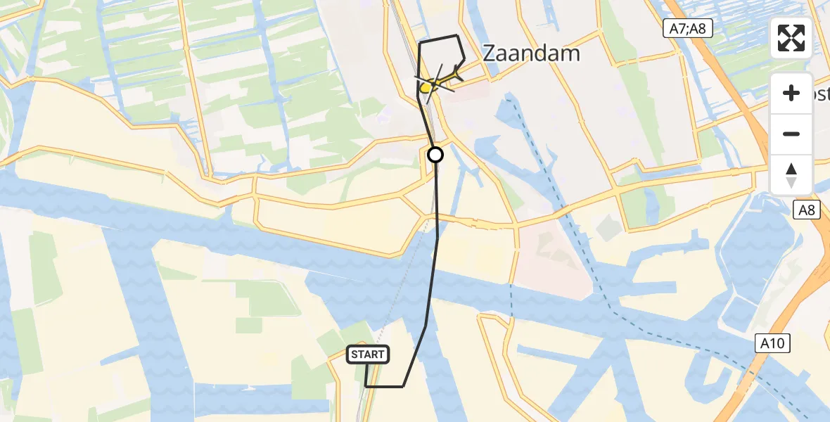 Routekaart van de vlucht: Lifeliner 1 naar Zaandam, Capriweg