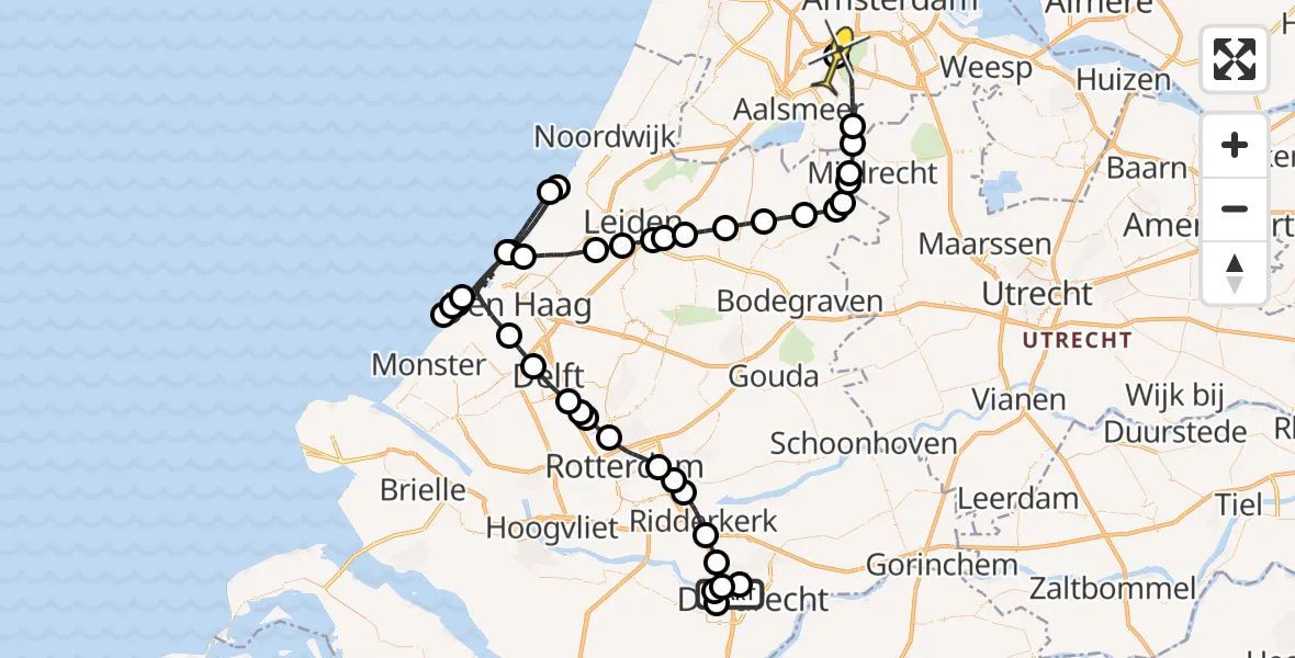 Routekaart van de vlucht: Politieheli naar Schiphol, Afgedamde-Mallegat