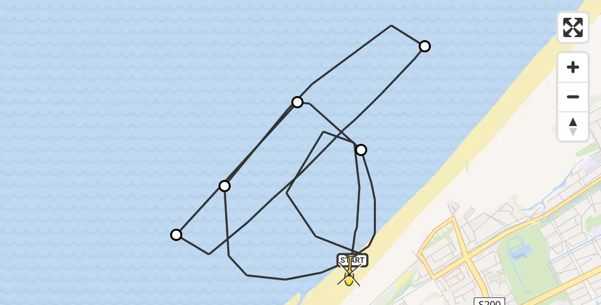 Routekaart van de vlucht: Kustwachthelikopter naar Den Haag, Zuiderstrand