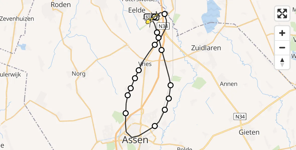 Routekaart van de vlucht: Lifeliner 4 naar Groningen Airport Eelde, Kampstukkenweg