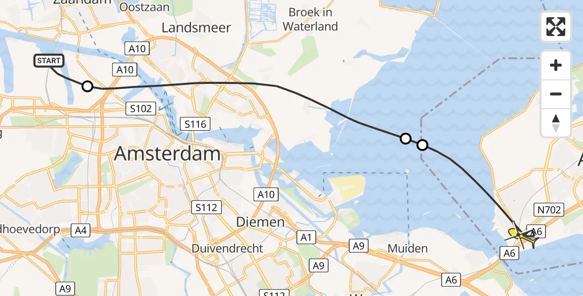 Routekaart van de vlucht: Lifeliner 1 naar Almere, Fosfaatweg