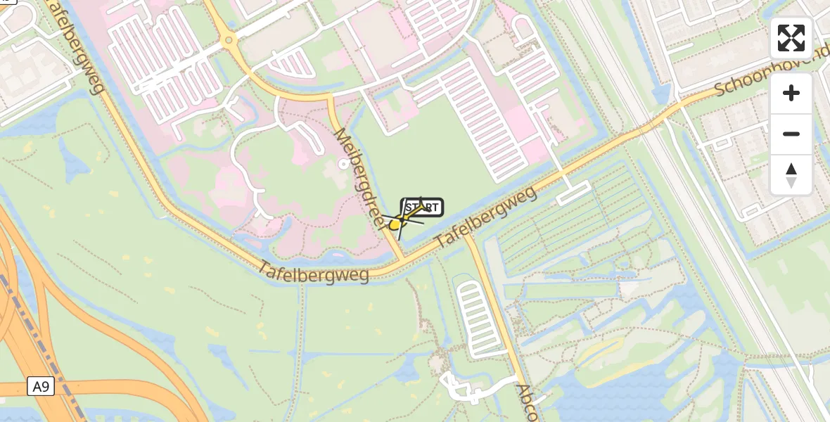 Routekaart van de vlucht: Lifeliner 1 naar Academisch Medisch Centrum (AMC), Helipad