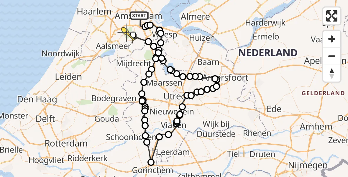 Routekaart van de vlucht: Politieheli naar Amstelveen, Zuidelijke Wandelweg