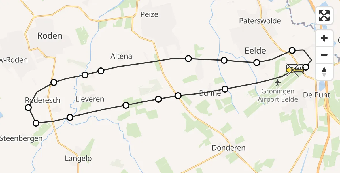 Routekaart van de vlucht: Lifeliner 4 naar Groningen Airport Eelde, Watermolendijk