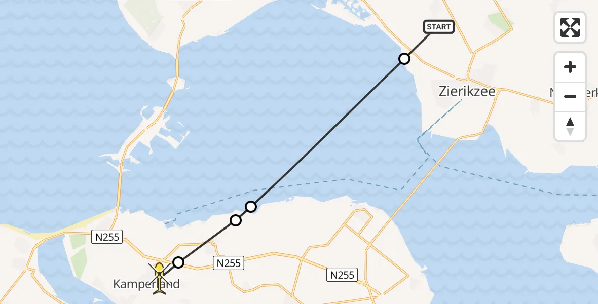 Routekaart van de vlucht: Lifeliner 2 naar Kamperland, Brasweg