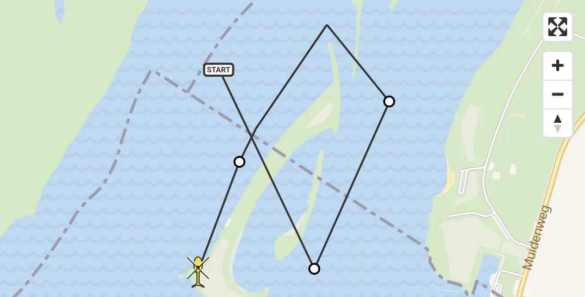 Routekaart van de vlucht: Kustwachthelikopter naar Arnemuiden, Bastiaan de Langeplaat