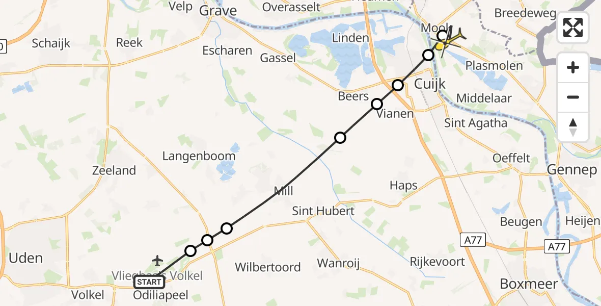 Routekaart van de vlucht: Lifeliner 3 naar Mook, Zeelandsedijk