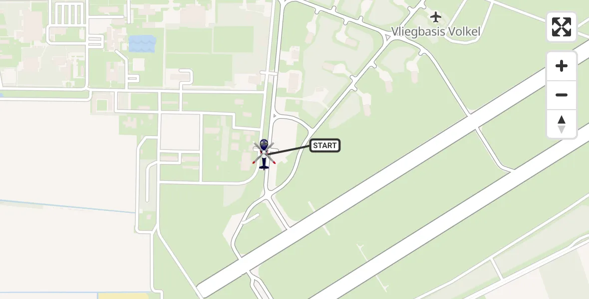 Vluchtroute Politiehelikopter van Vliegbasis Volkel naar Vliegbasis Volkel