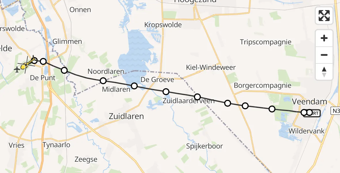 Routekaart van de vlucht: Lifeliner 4 naar Groningen Airport Eelde, Fauna