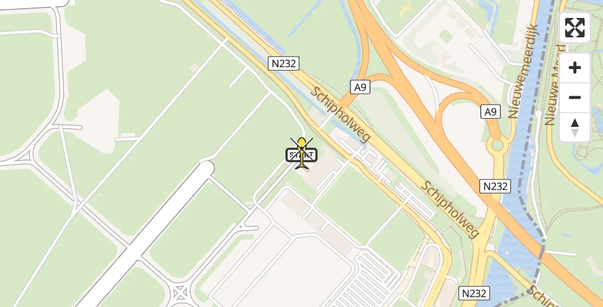 Routekaart van de vlucht: Politiehelikopter naar Schiphol, Loevesteinse Randweg