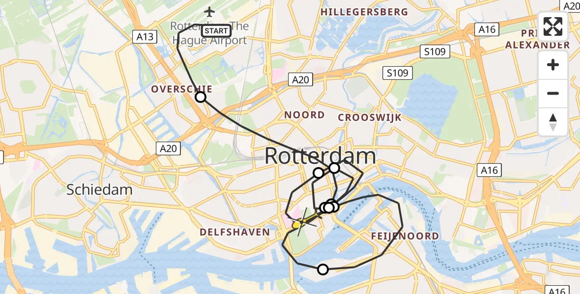 Routekaart van de vlucht: Lifeliner 2 naar Erasmus MC, Brandenburgbaan