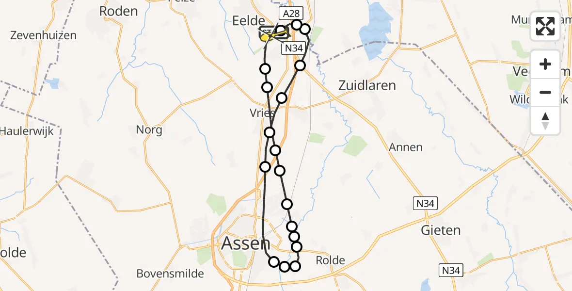 Routekaart van de vlucht: Lifeliner 4 naar Groningen Airport Eelde, Moespot