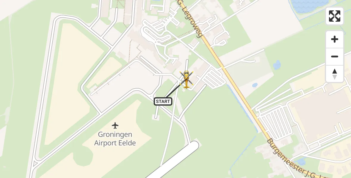 Vluchtroute Traumahelikopter Groningen Airport Eelde - Groningen Airport Eelde, 01 januari 2025, 02:59