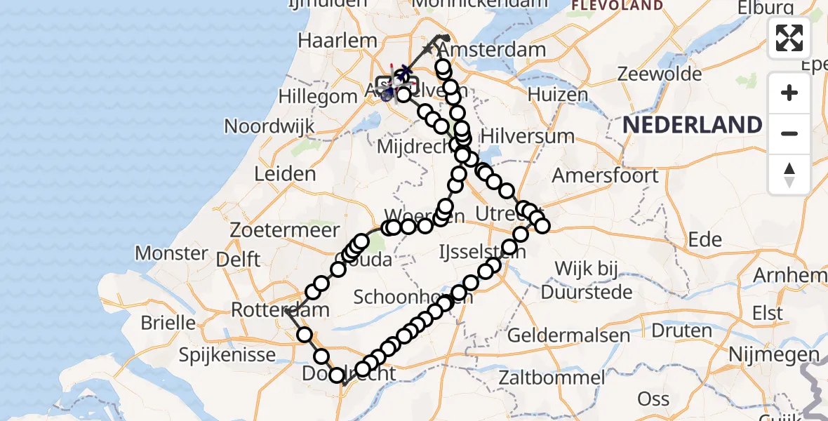 Vluchtroute Politiehelikopter Schiphol - Schiphol, 01 januari 2025, 08:09