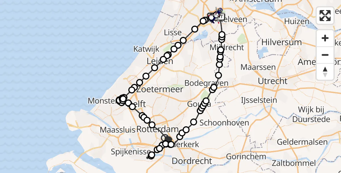 Vluchtroute Politiehelikopter Schiphol - Schiphol, 01 januari 2025, 19:11