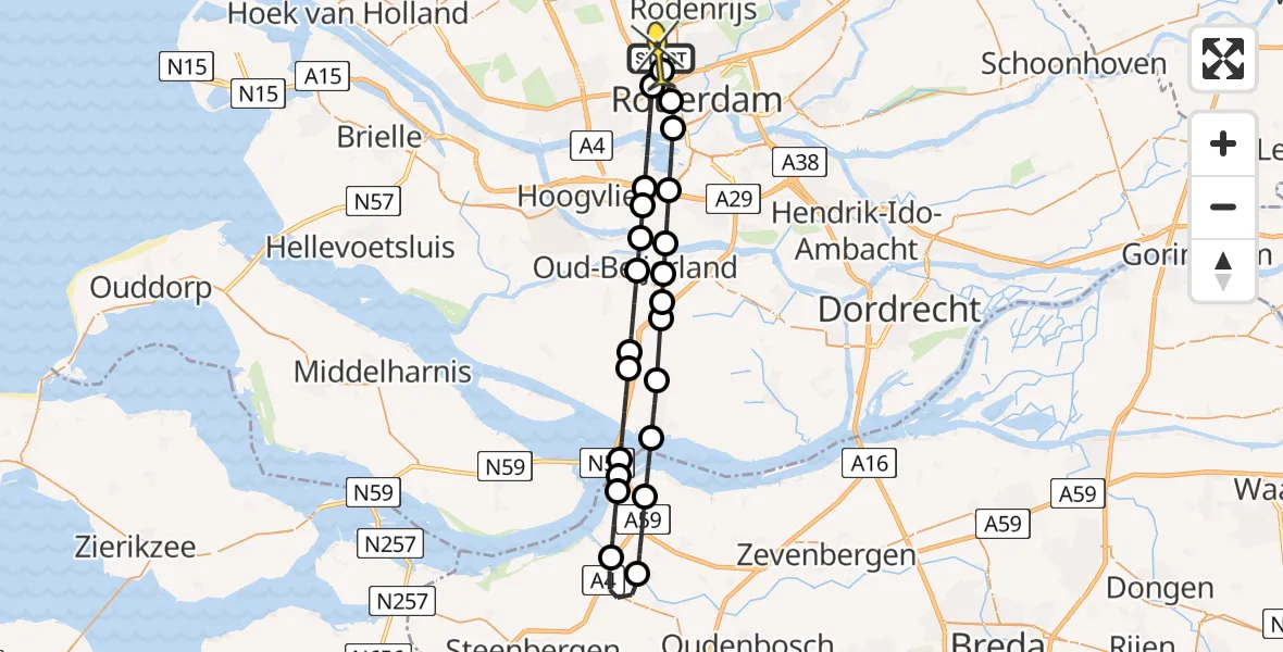 Routekaart van de vlucht: Lifeliner 2 naar Rotterdam The Hague Airport, Zestienhovensekade