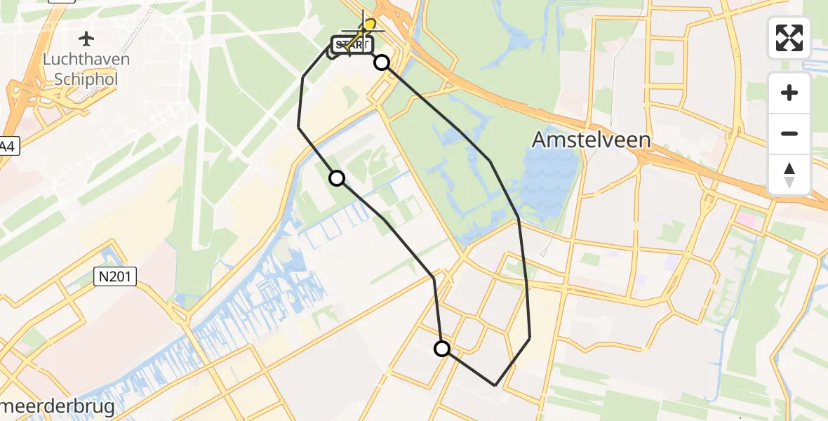 Vluchtroute Politiehelikopter van Schiphol naar Schiphol